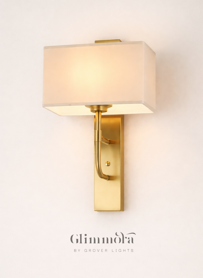 Ethereal Wall Sconce with Rectangular Fabric Shade