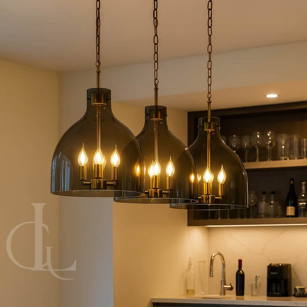 Midnight Silence (Smoke, Glass) Hanging Light