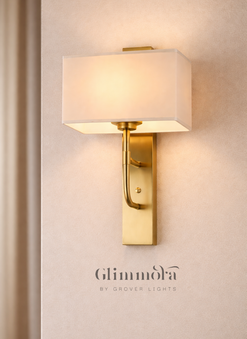 Ethereal Wall Sconce with Rectangular Fabric Shade