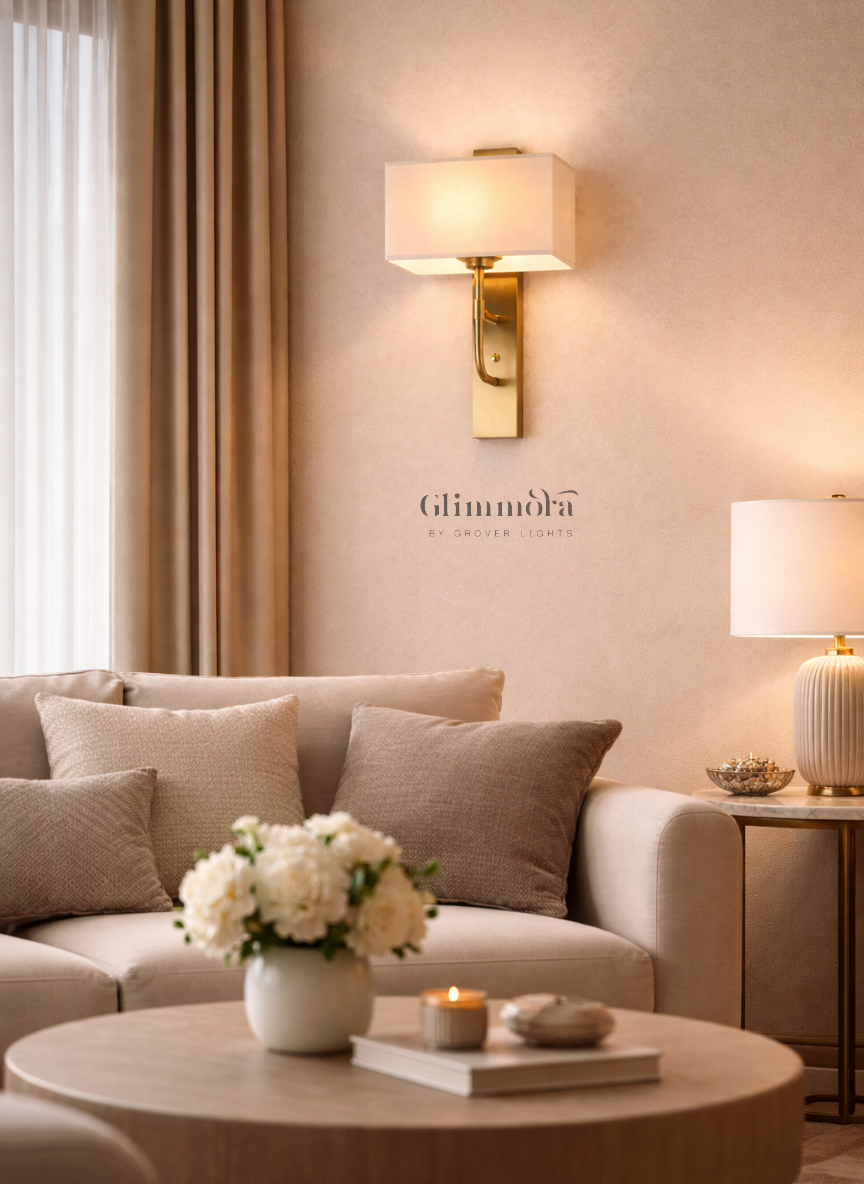 Ethereal Wall Sconce with Rectangular Fabric Shade