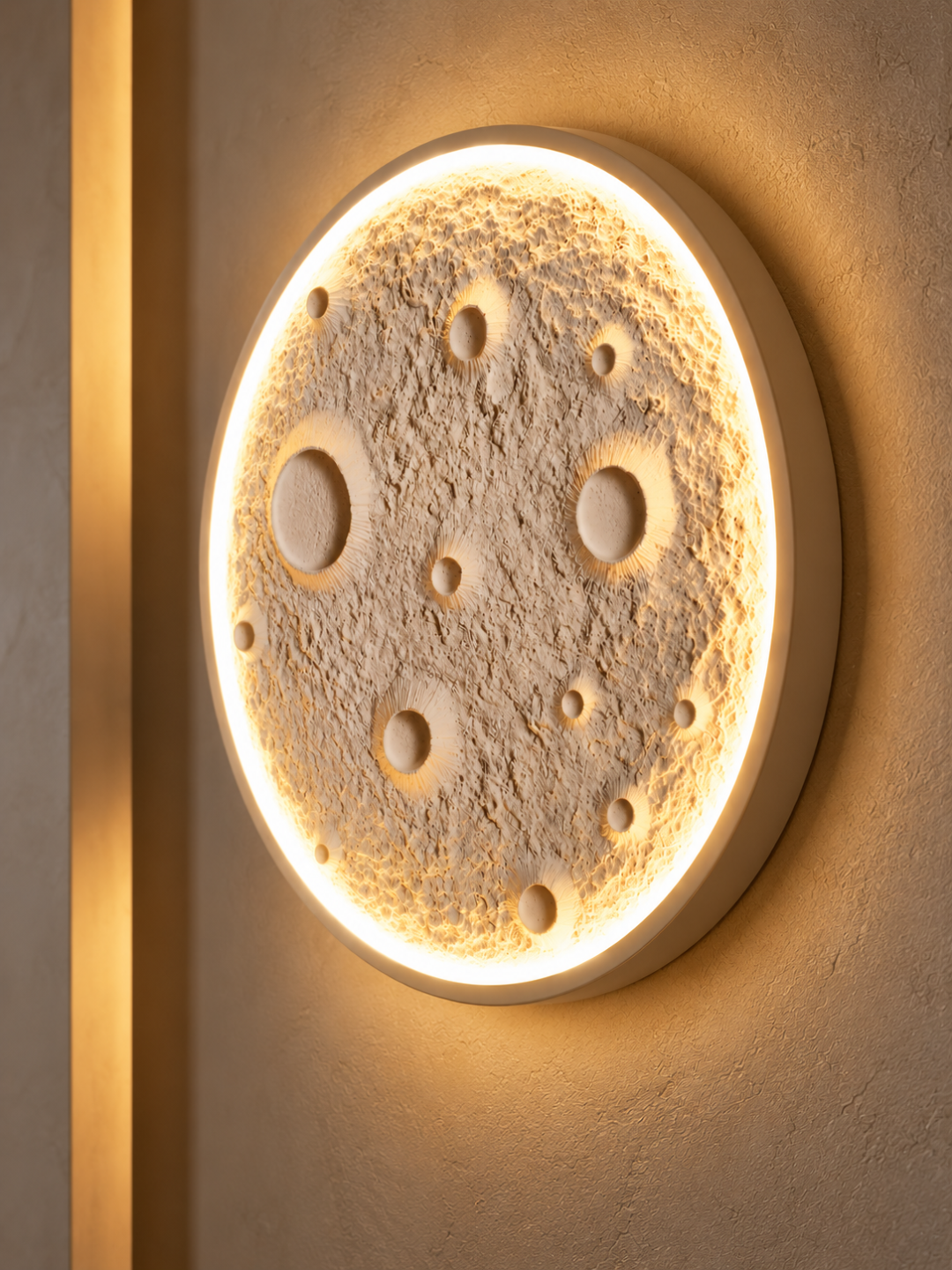 3D Moon Surface (600 mm & 400 mm) LED Wall Lamp with Halo Backlight