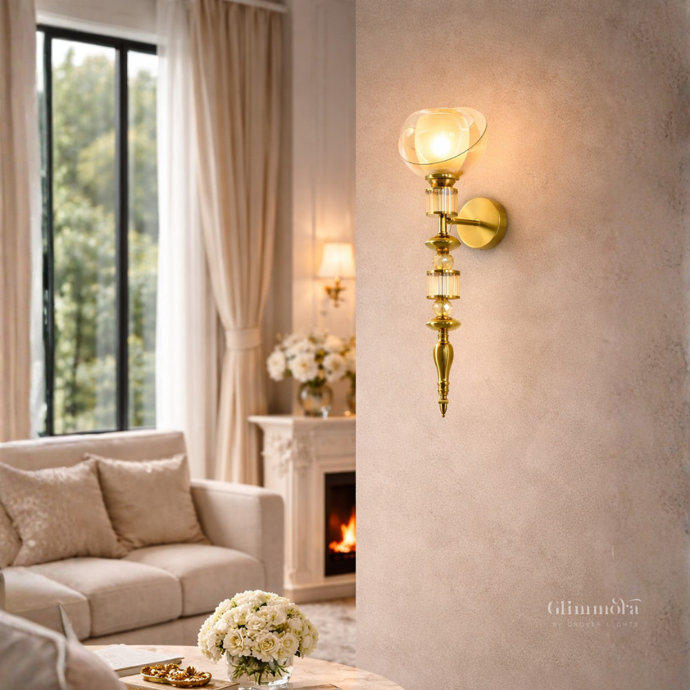Luxury Gold Crystal Globe Wall Light