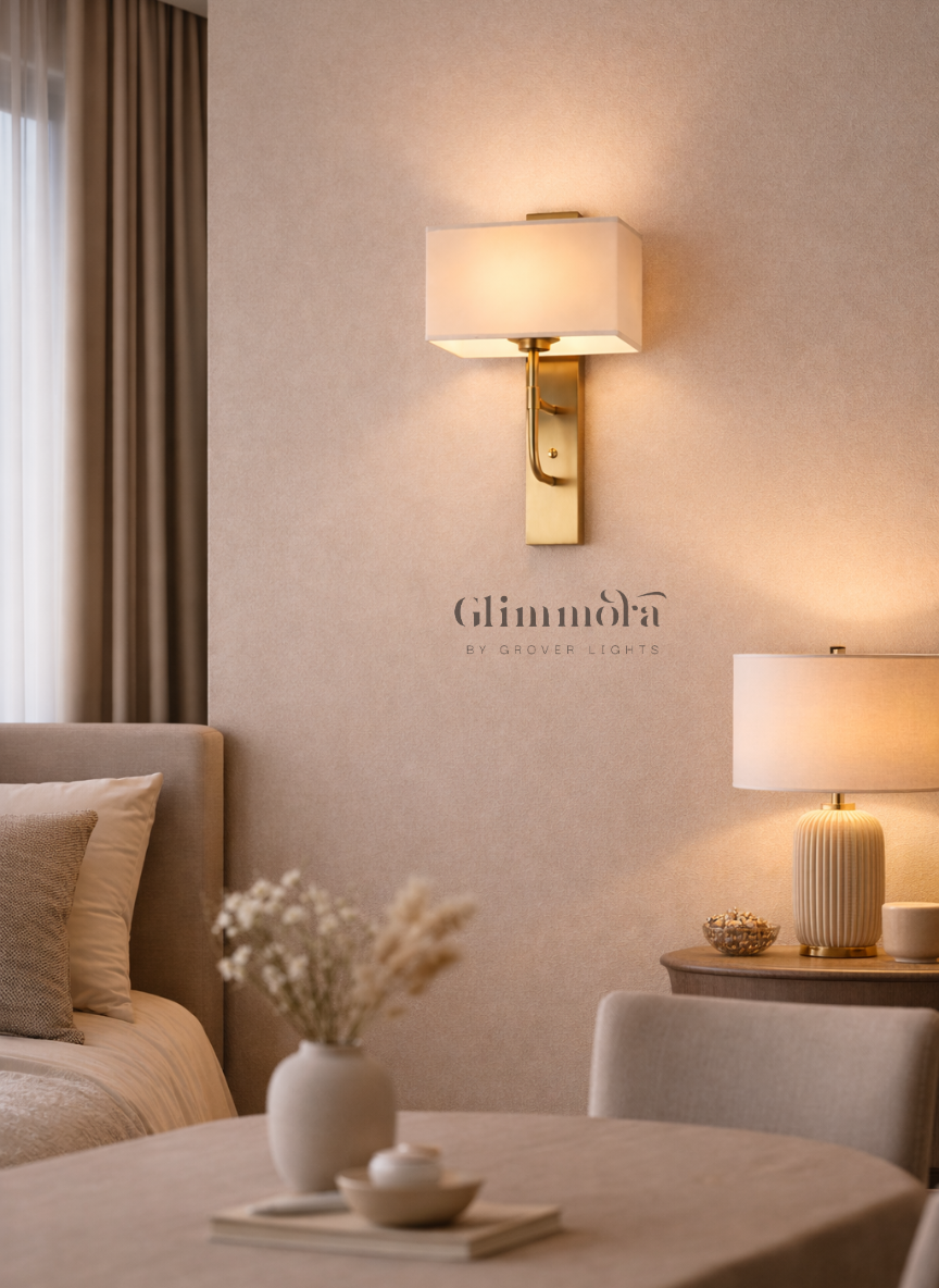 Ethereal Wall Sconce with Rectangular Fabric Shade
