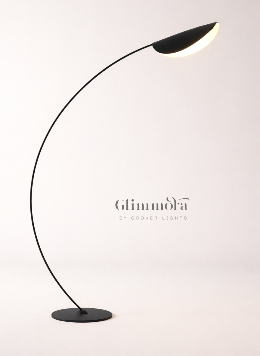 Modern Arc Floor Lamp with Curved Stem & Minimal Shade