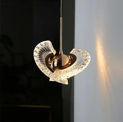 Golden Crystal Twisting Swirl LED Pendant Light - Soft Warm Glow
