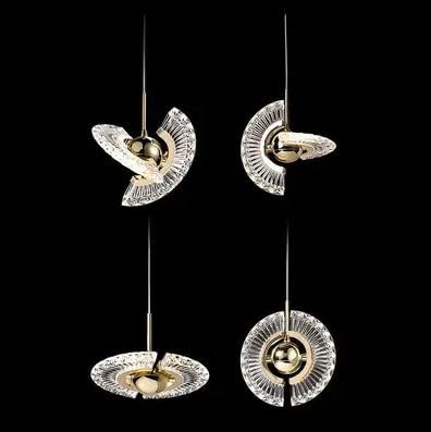 Golden Crystal Twisting Swirl LED Pendant Light - Soft Warm Glow