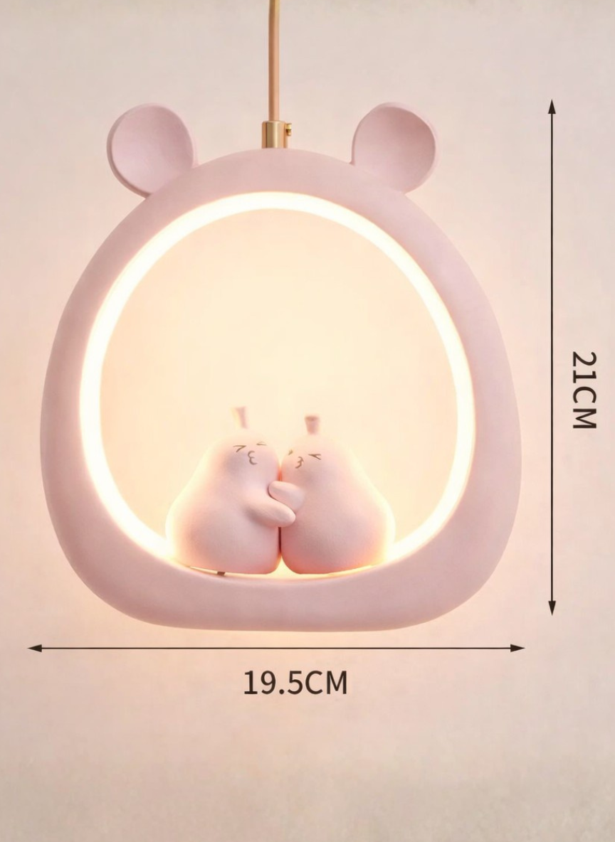 Adorable Bear LED Hanging Light for Kids Room & Nursery (Pink / Blue)