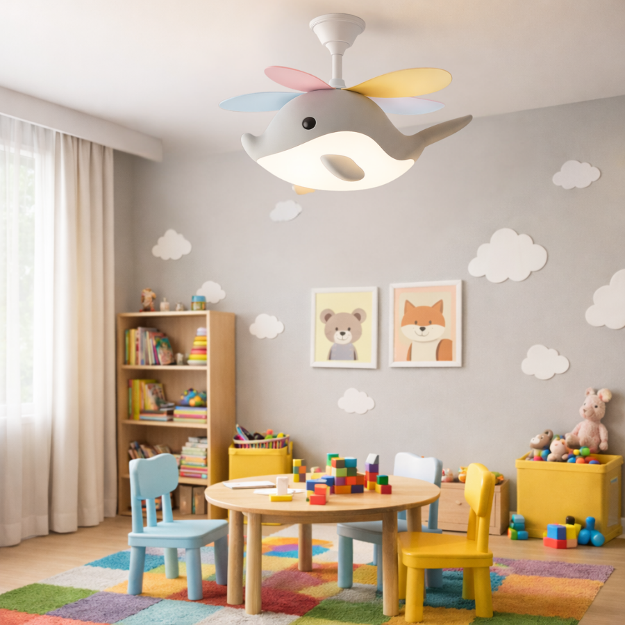 Kids Dolphin Ceiling Fan with LED Light