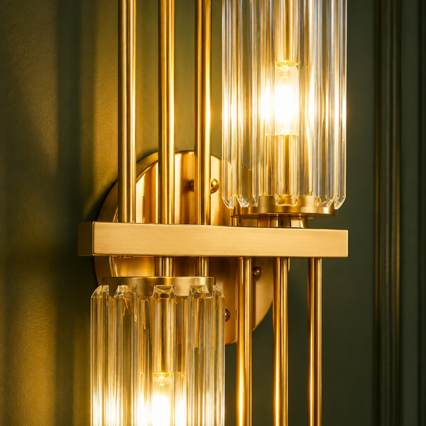 Modern Sculptural Wall Light with Crystal Block Accents