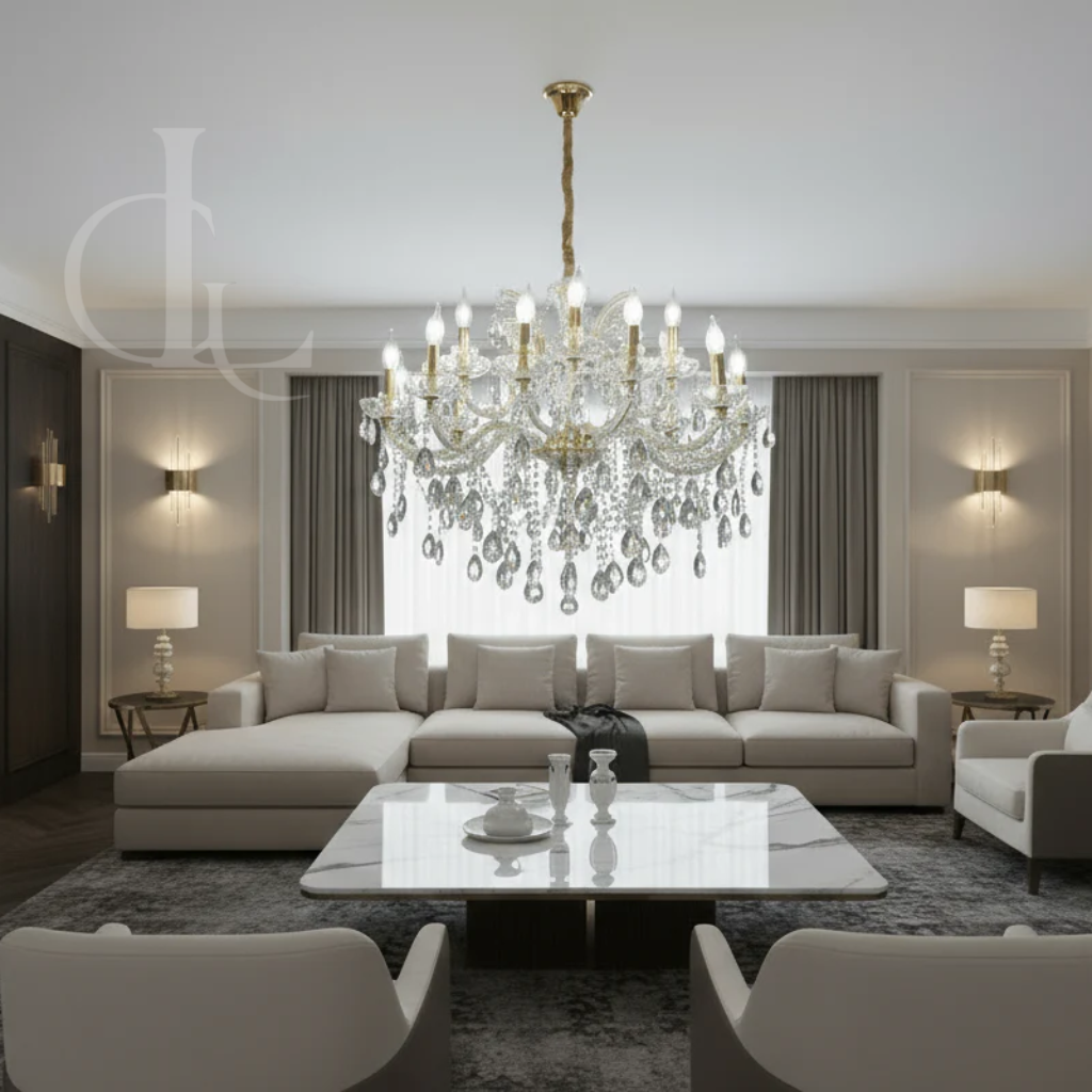 Flames Forever (Gold) Crystal Chandelier