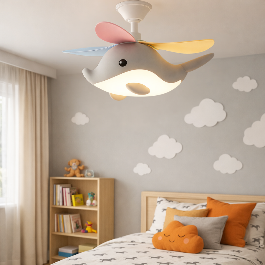Kids Dolphin Ceiling Fan with LED Light