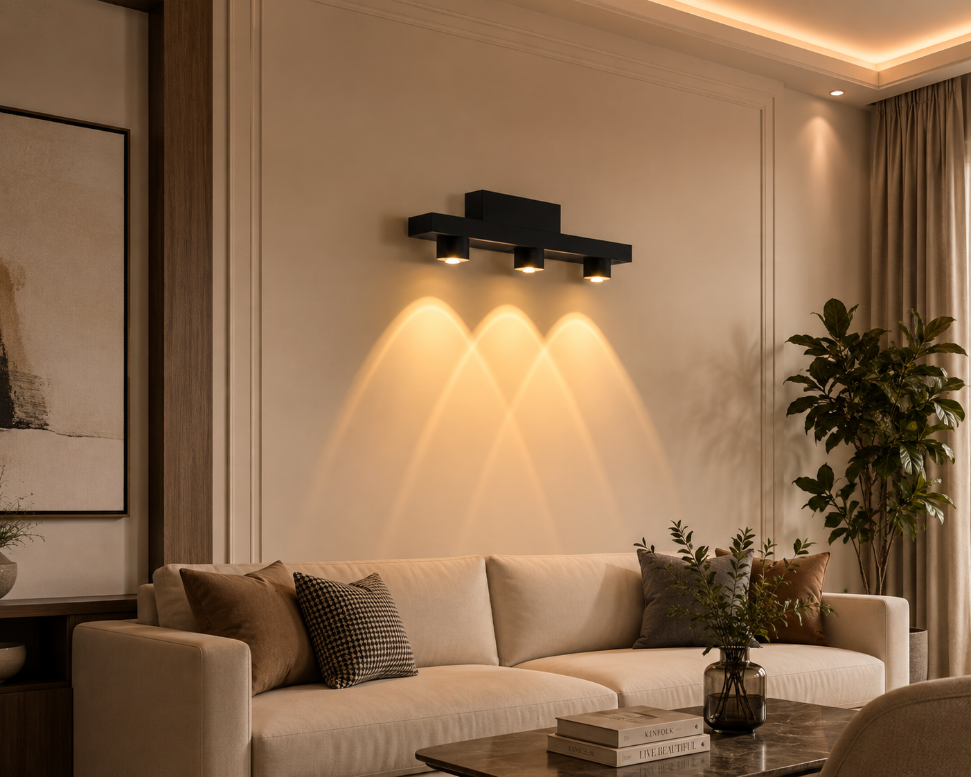 Trio Spotlight Accent Display Light – 3-Light Matte Black LED Wall Spotlight for Artwork, Shelves & Wall Highlighting