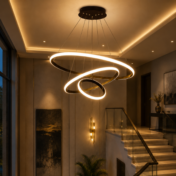 Modern Circular Black Ceiling Light for Living Room, Bedroom & Office