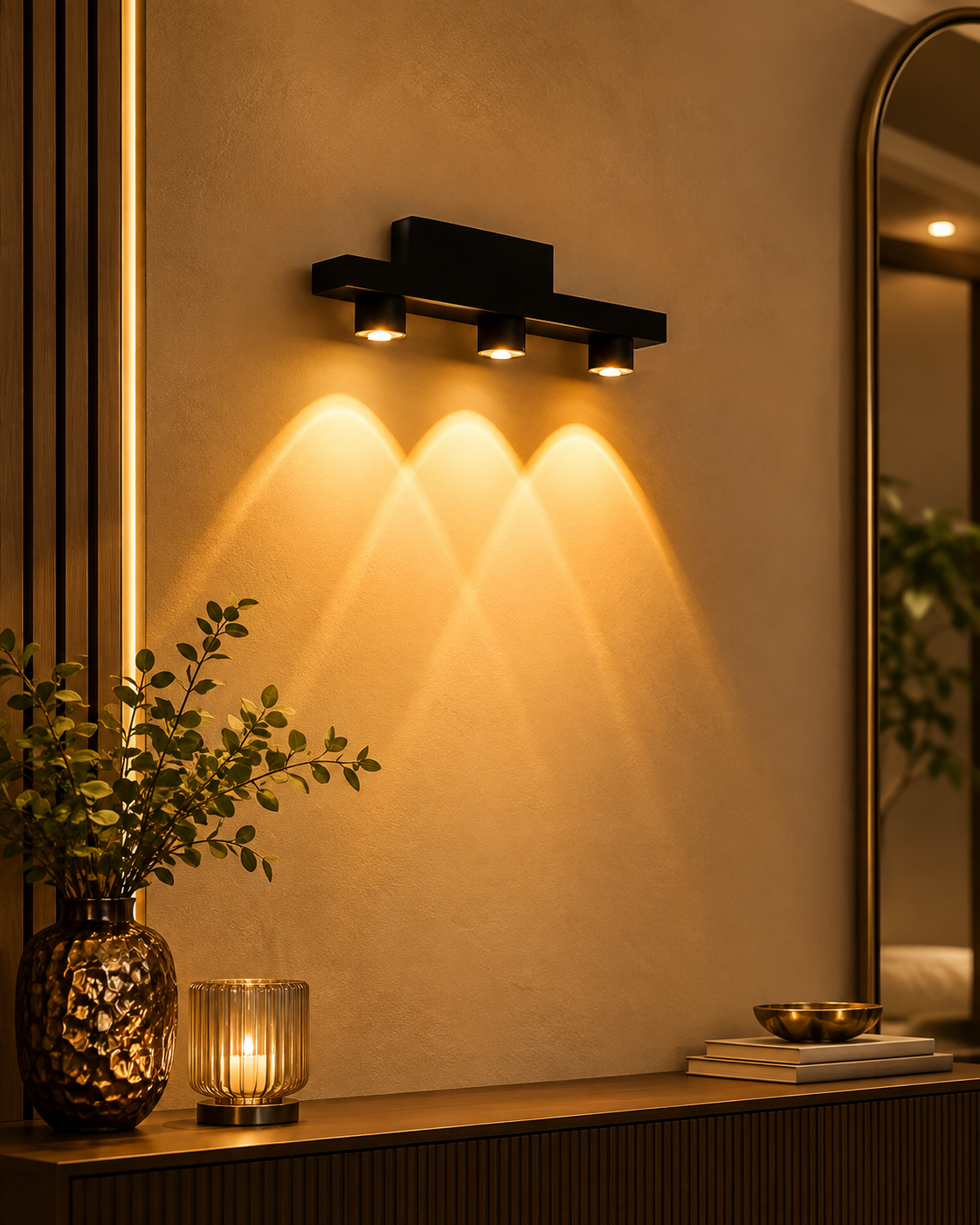 Trio Spotlight Accent Display Light – 3-Light Matte Black LED Wall Spotlight for Artwork, Shelves & Wall Highlighting