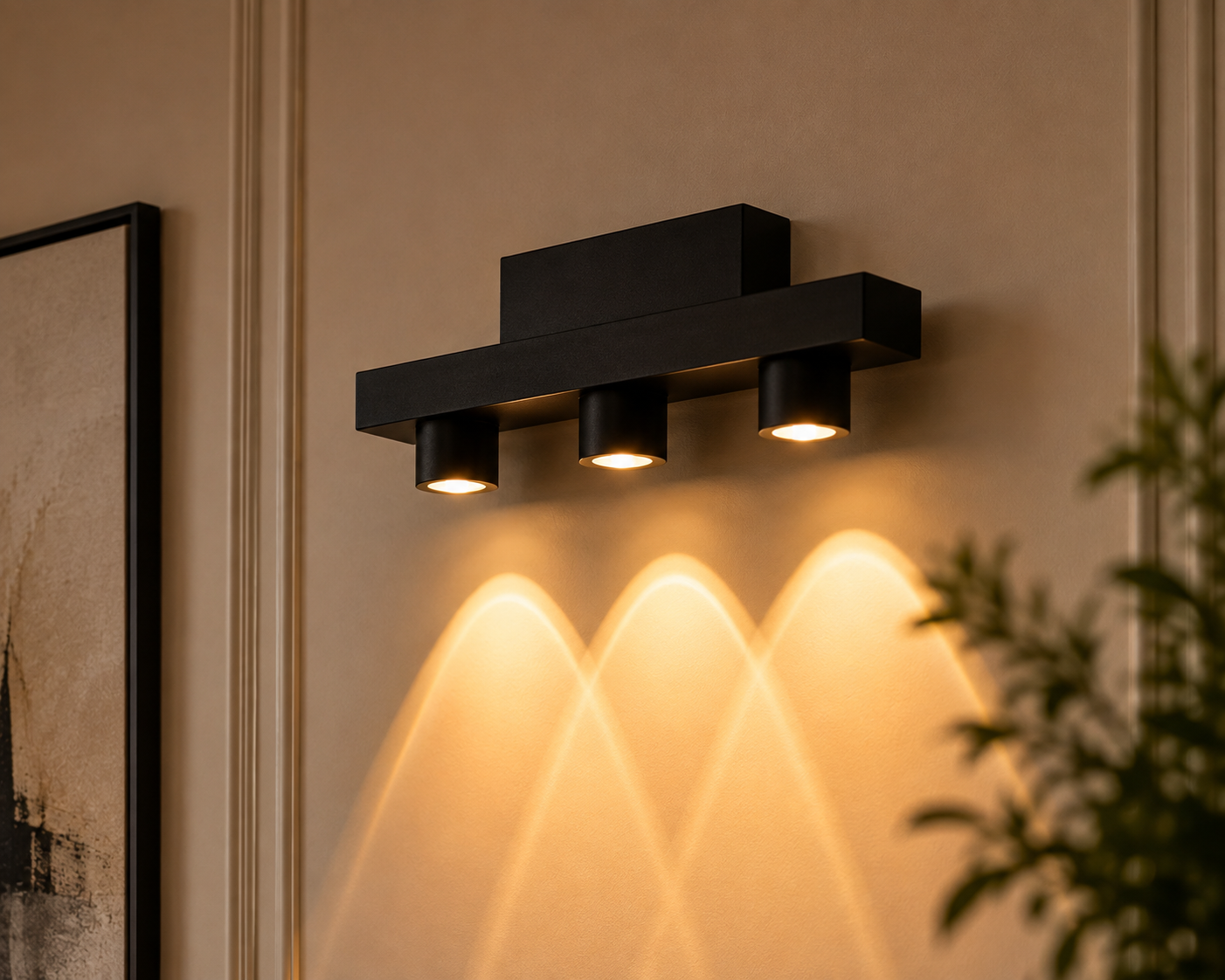 Trio Spotlight Accent Display Light – 3-Light Matte Black LED Wall Spotlight for Artwork, Shelves & Wall Highlighting