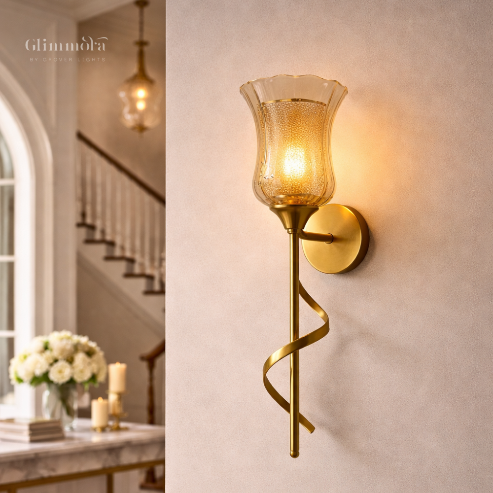 Twisted Stem Wall Light – Gold Glass Sconce