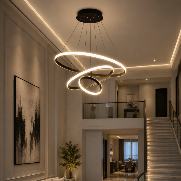 Modern Circular Black Ceiling Light for Living Room, Bedroom & Office