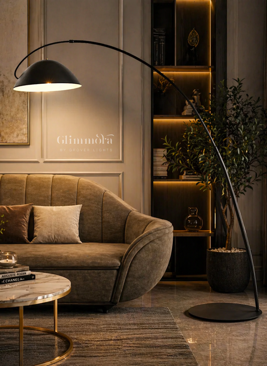 Noir Arc Floor Lamp Modern Curved Statement Light