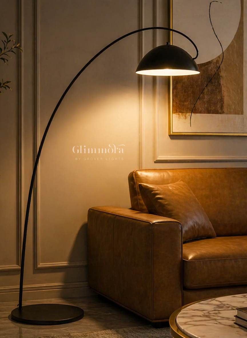 Noir Arc Floor Lamp Modern Curved Statement Light
