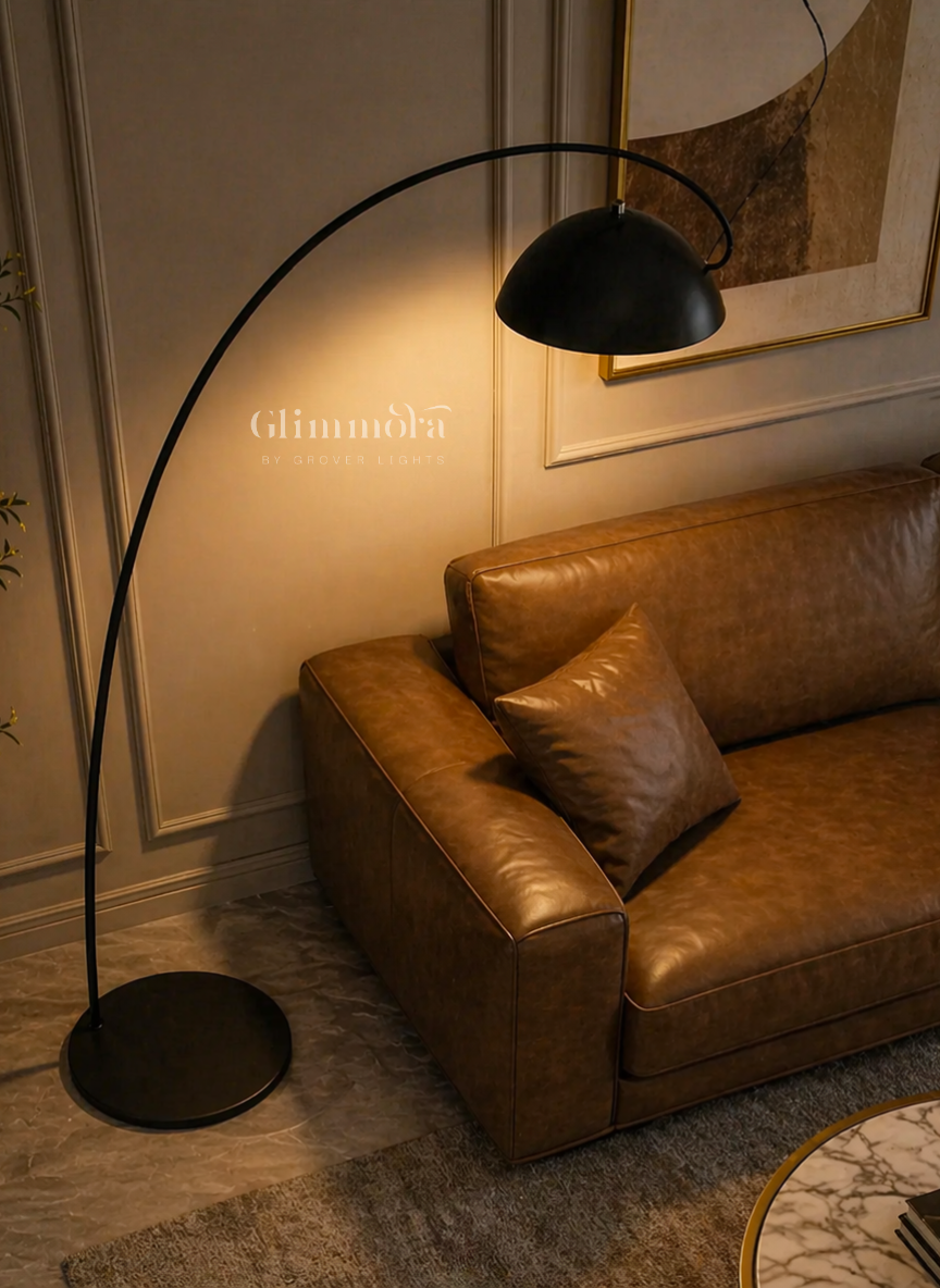 Noir Arc Floor Lamp Modern Curved Statement Light