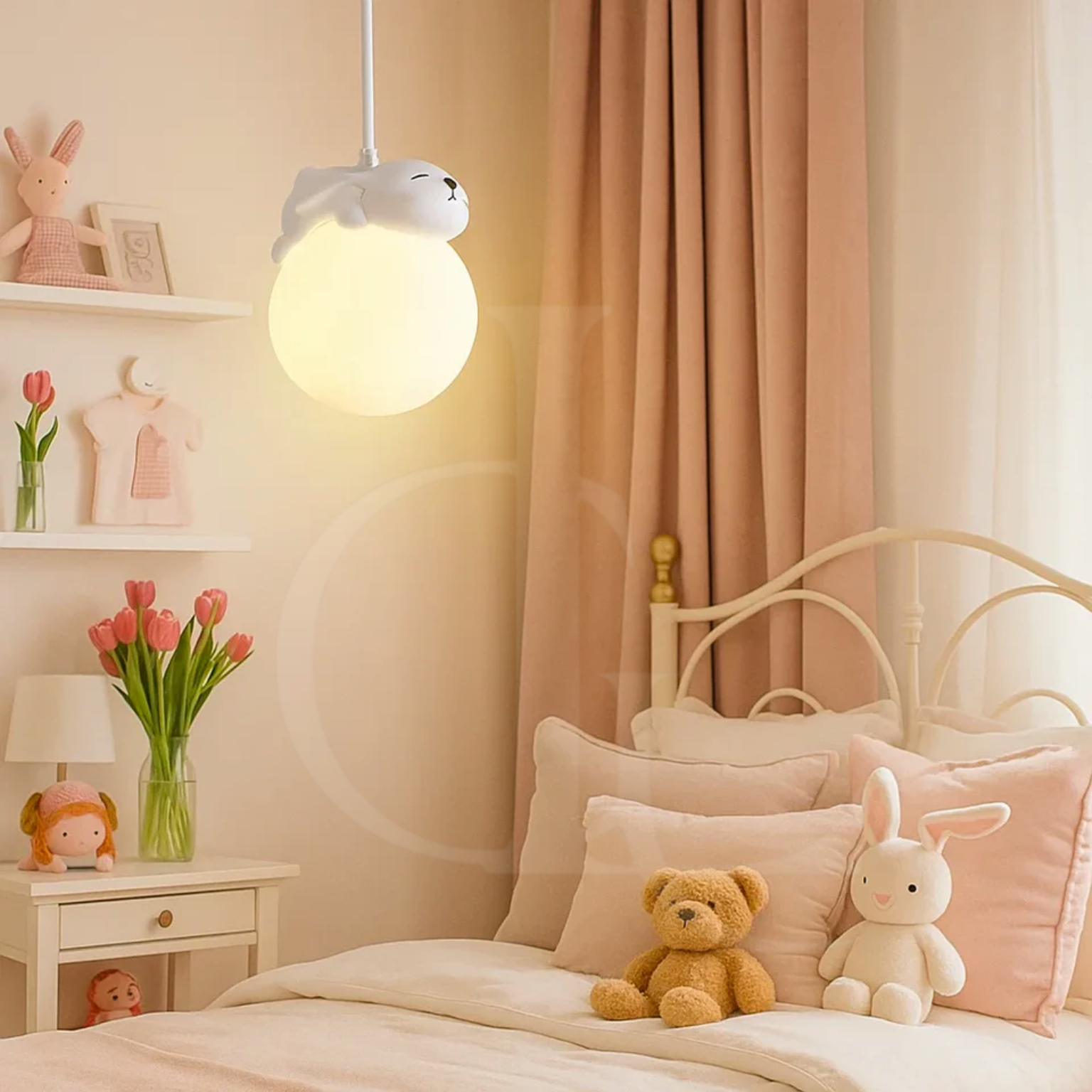 Cute Animal Shaped Moon Pendant Light - Beer