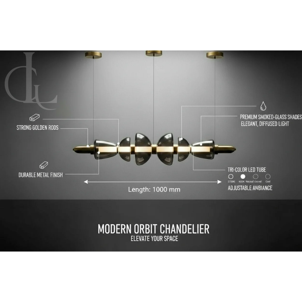 Separating Shadows (Smokey, 1000mm, Gold) Chandelier