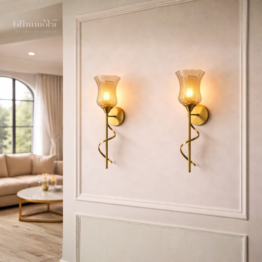 Twisted Stem Wall Light – Gold Glass Sconce