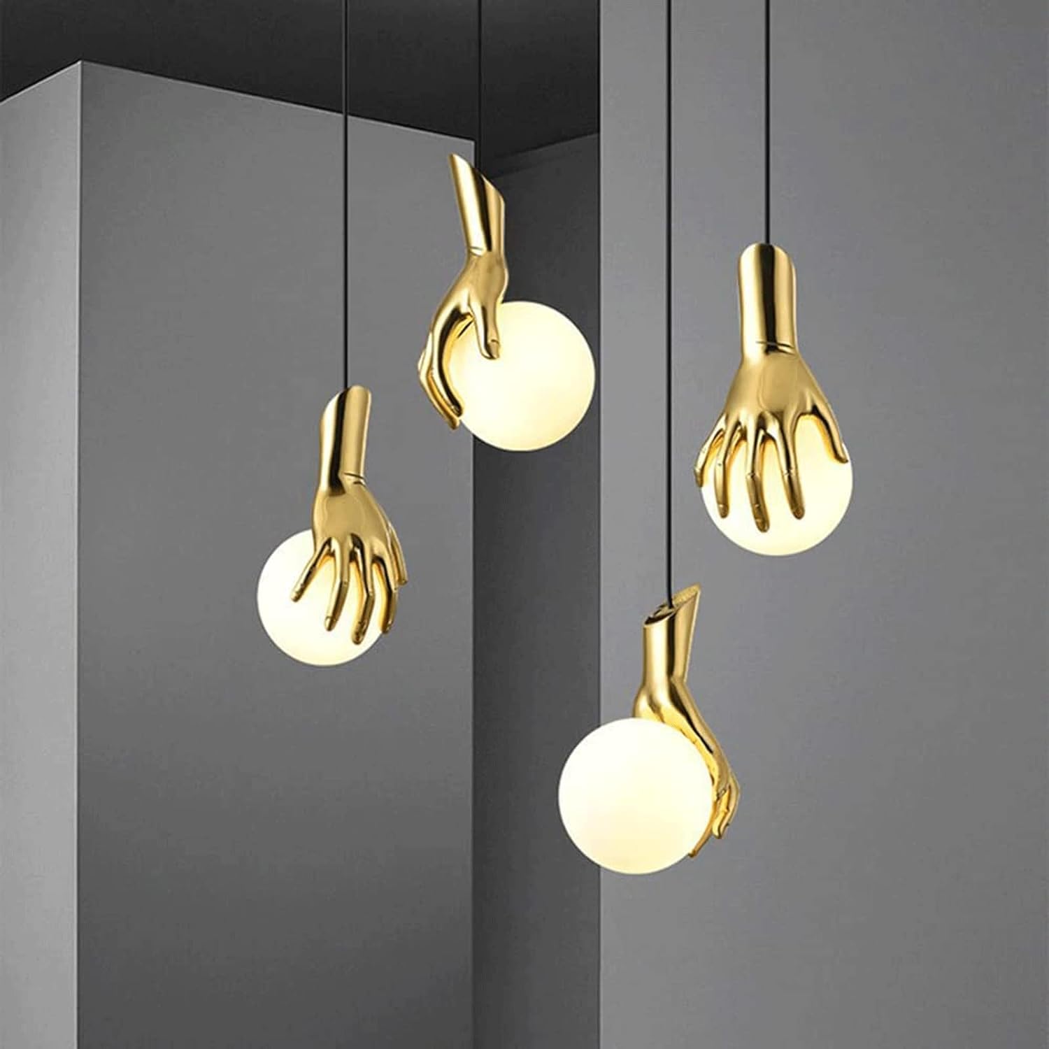Juggling Hands Ball Pendant Light (White Glass)