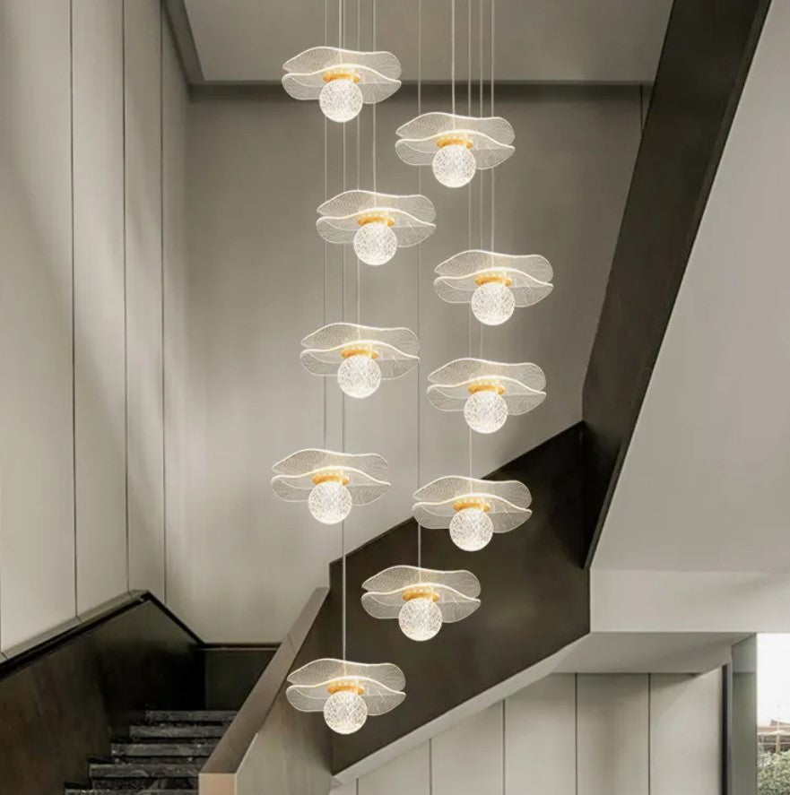 Blossoms in My Lobby: Dual Stairway Chandelier