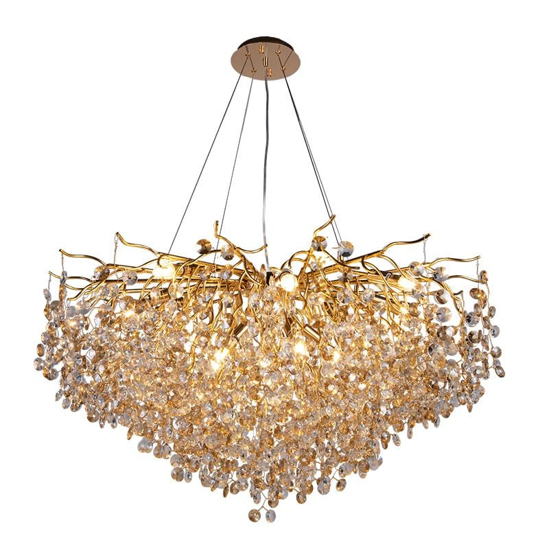 800 MM Crystal Gold LED Tree Chandelier
