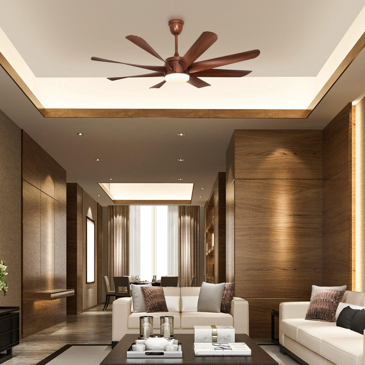 Wood Finish Metal Body Remote Control Ceiling Fan