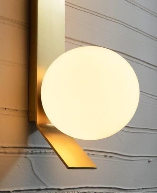 Modern Gold Finish Frosted Glass Ball Wall Sconce