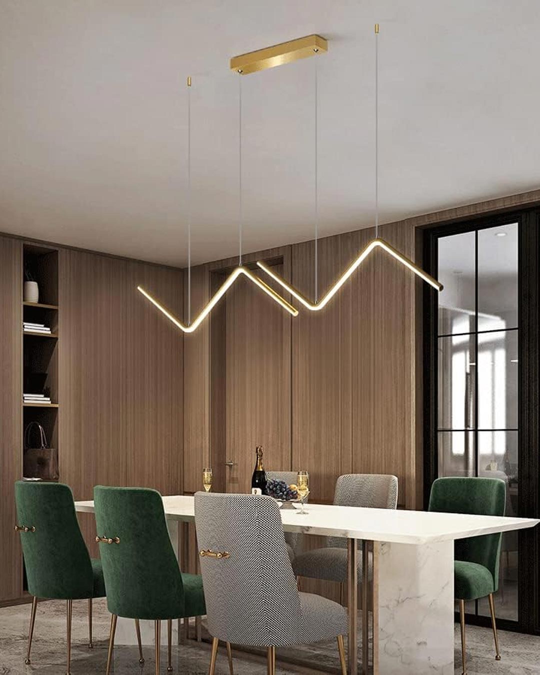 Zig Zag LED Pendant - Gold