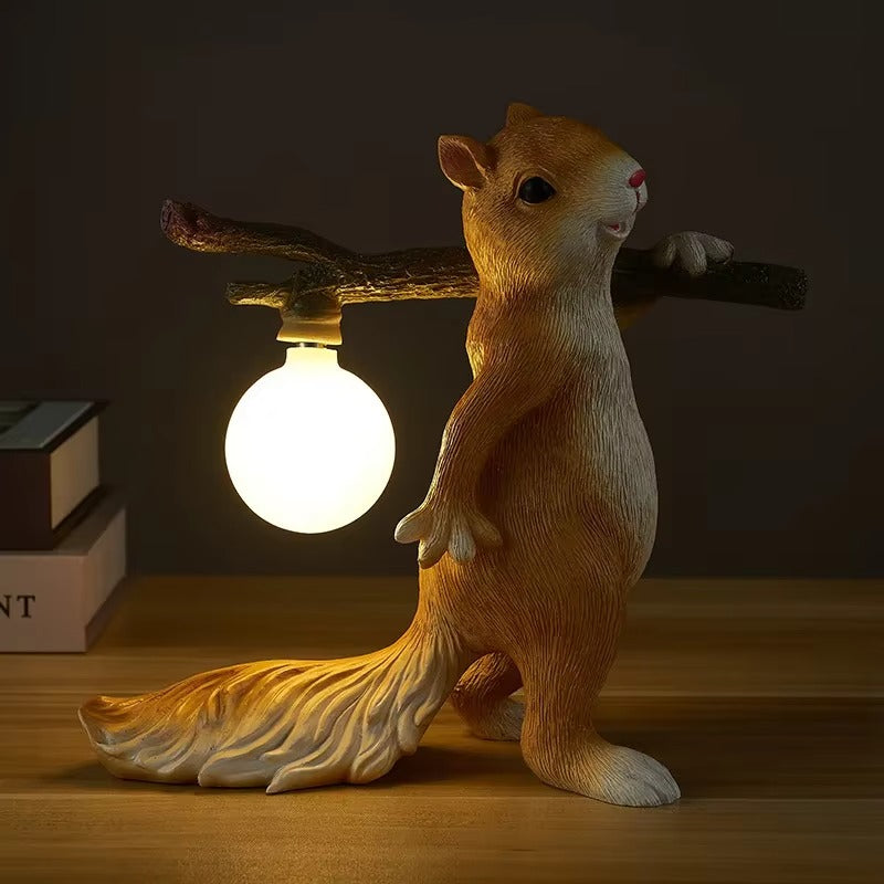 Creative Cartoon Resin Squirrel Mini Desk Lamp