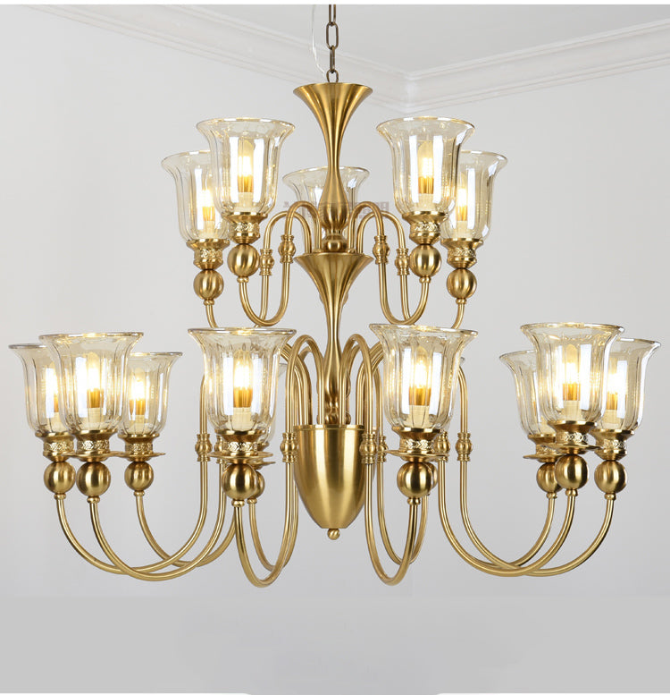 12 Light Champagne Glass Italian Brass Chandelier