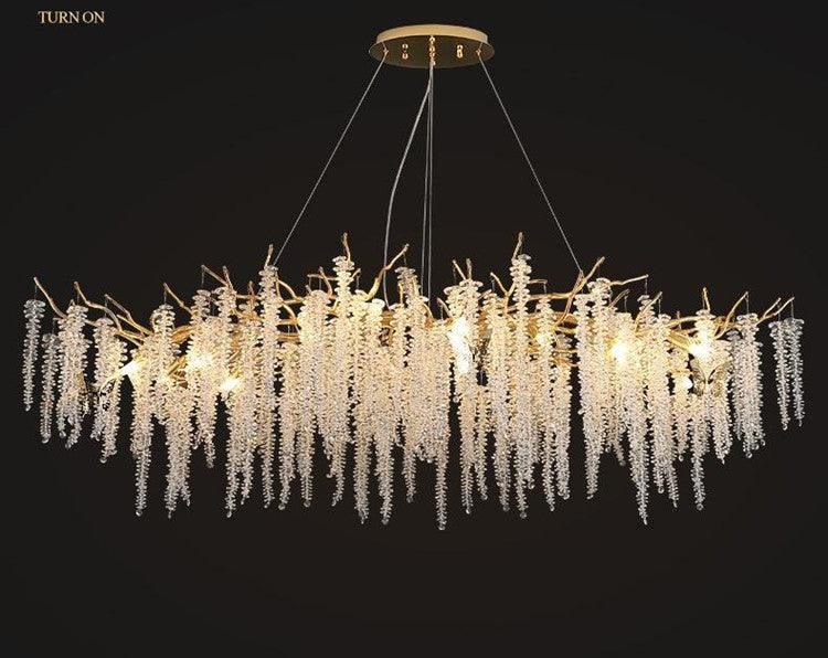 1800mm Long Golden Long Drop Crystal Chandelier