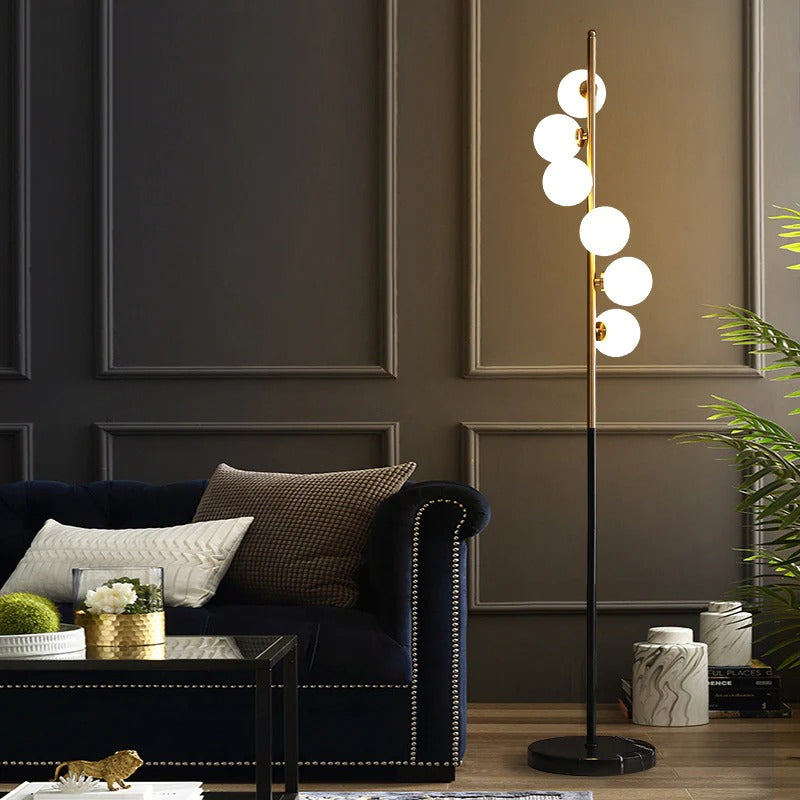 Vertical Orb Black Gold Floor Lamp