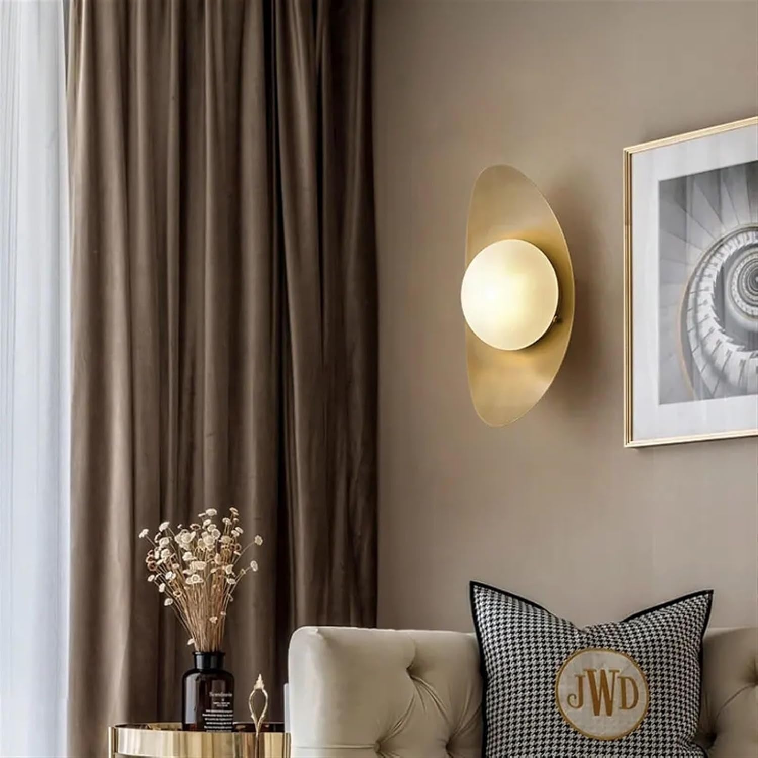 Crescent Moon Full Copper LED Wall Lamp