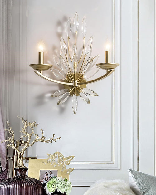 Crystal Glass Brass Bracket Wall Light