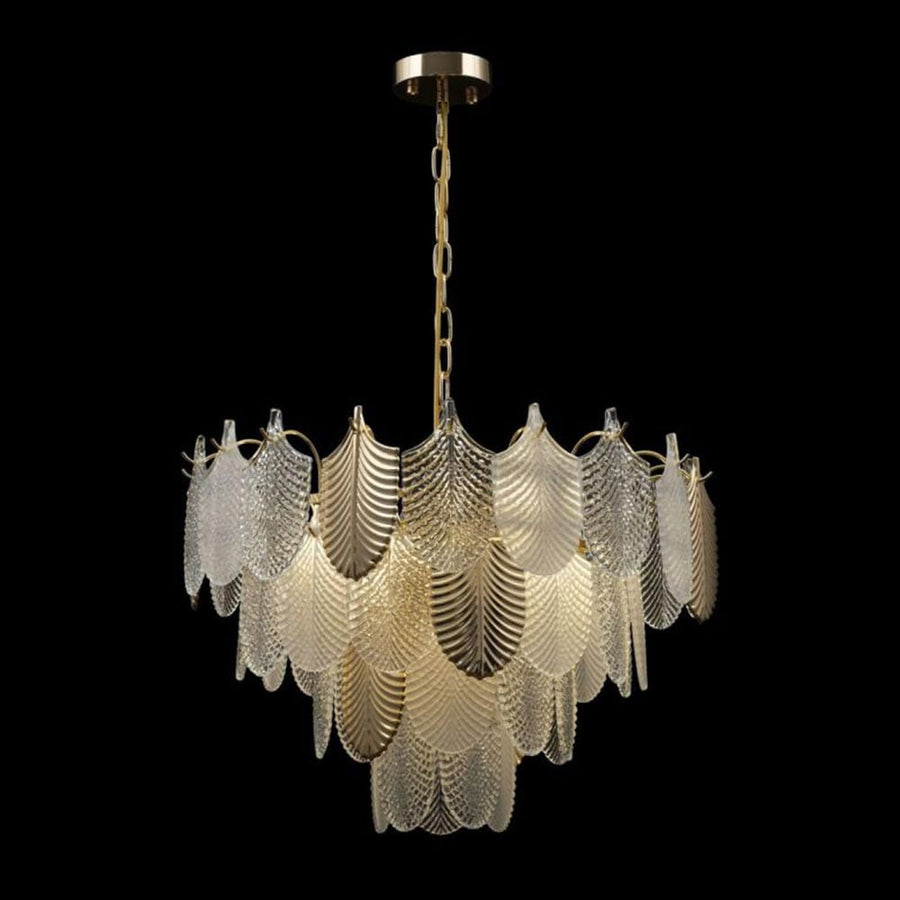White Glass Leaf Chandelier