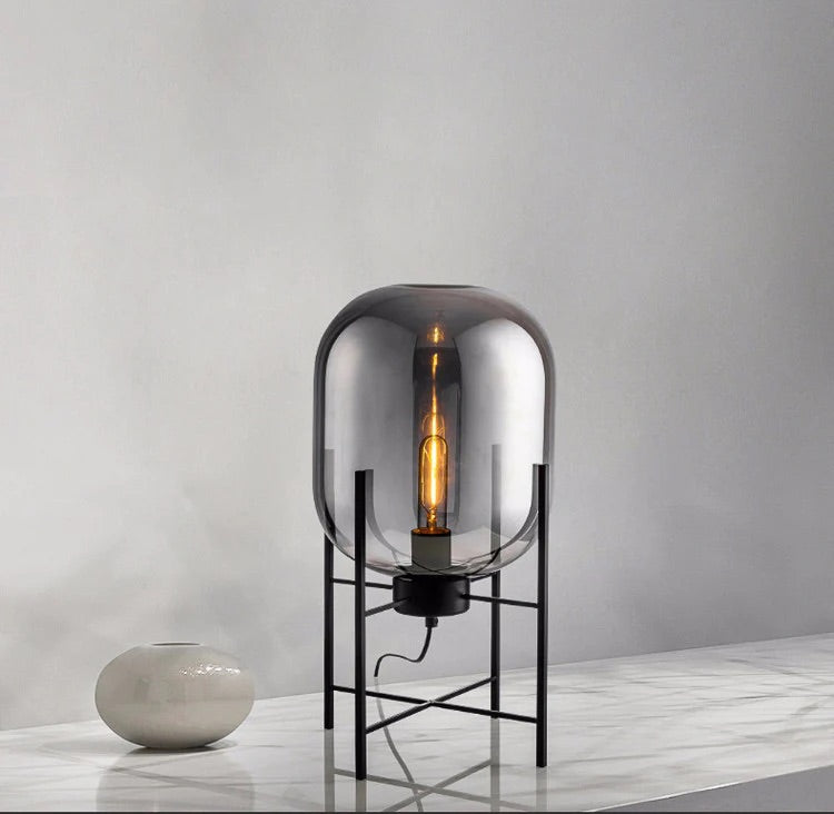 Crystal Aura: Glass Table Lamp (Black)