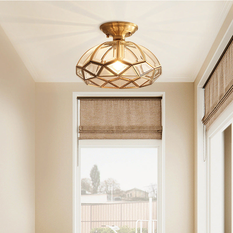 Single-Head Brass Finish Glass Hanging Light