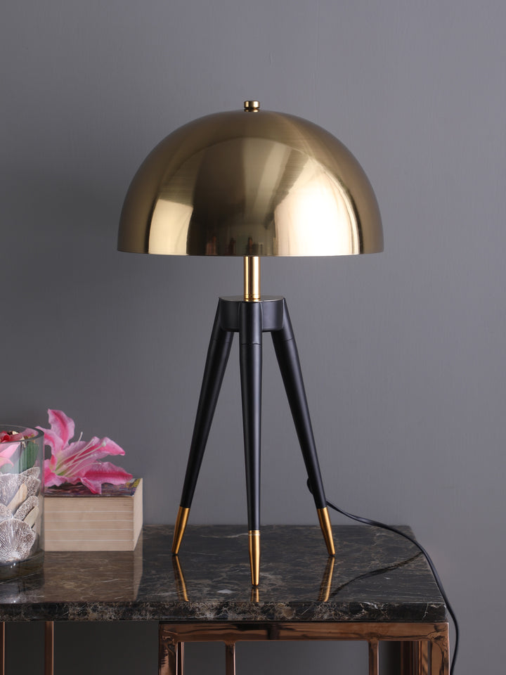 Dome Tripod Glow: Golden Table Lamp