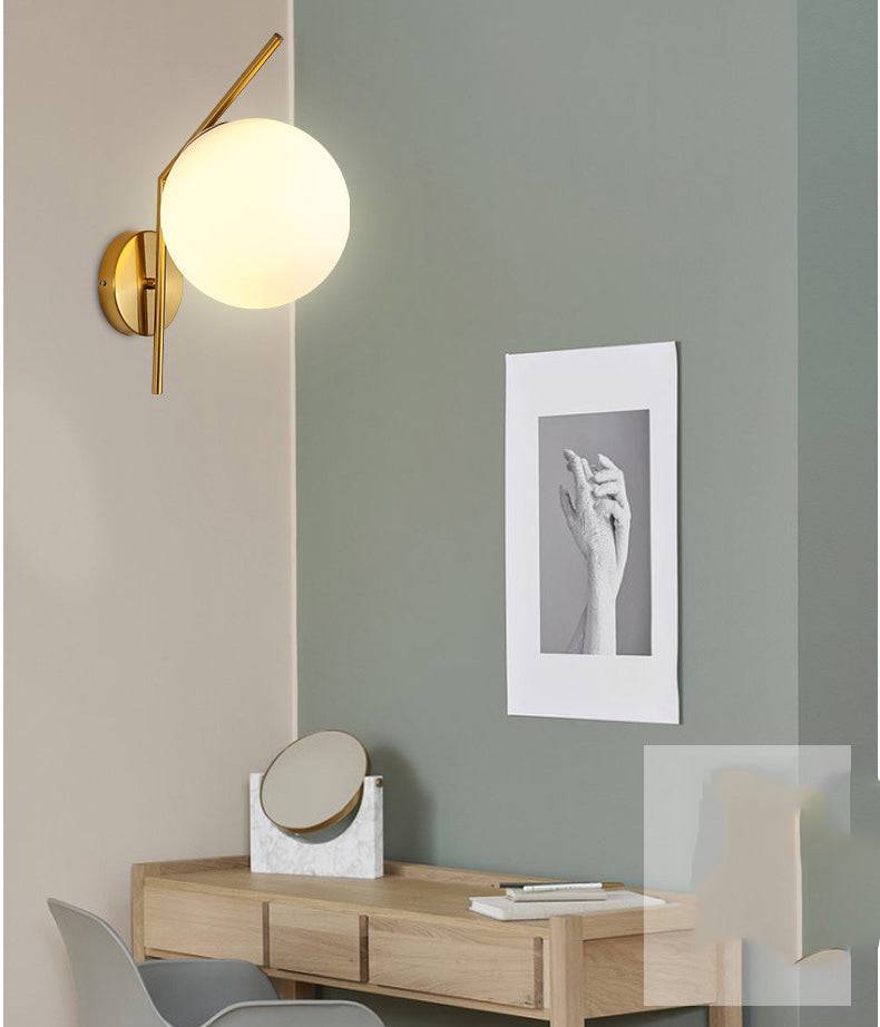 Golden Bend Glow: Frosted Ball Wall Show Light