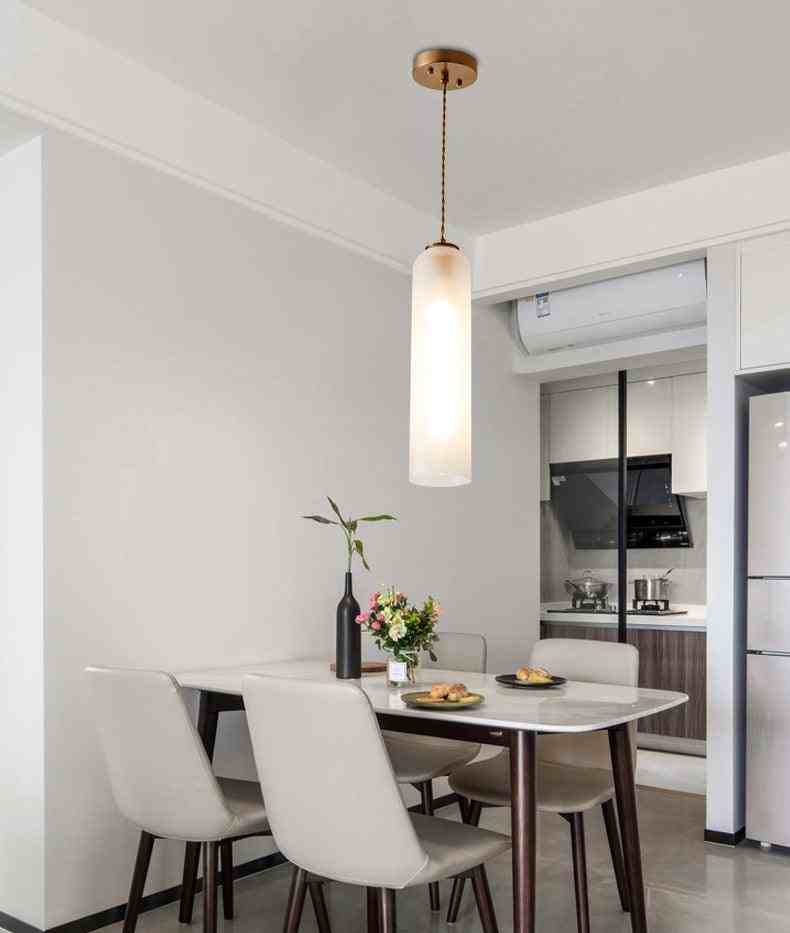 Long Frosted  Glass Pendant Light