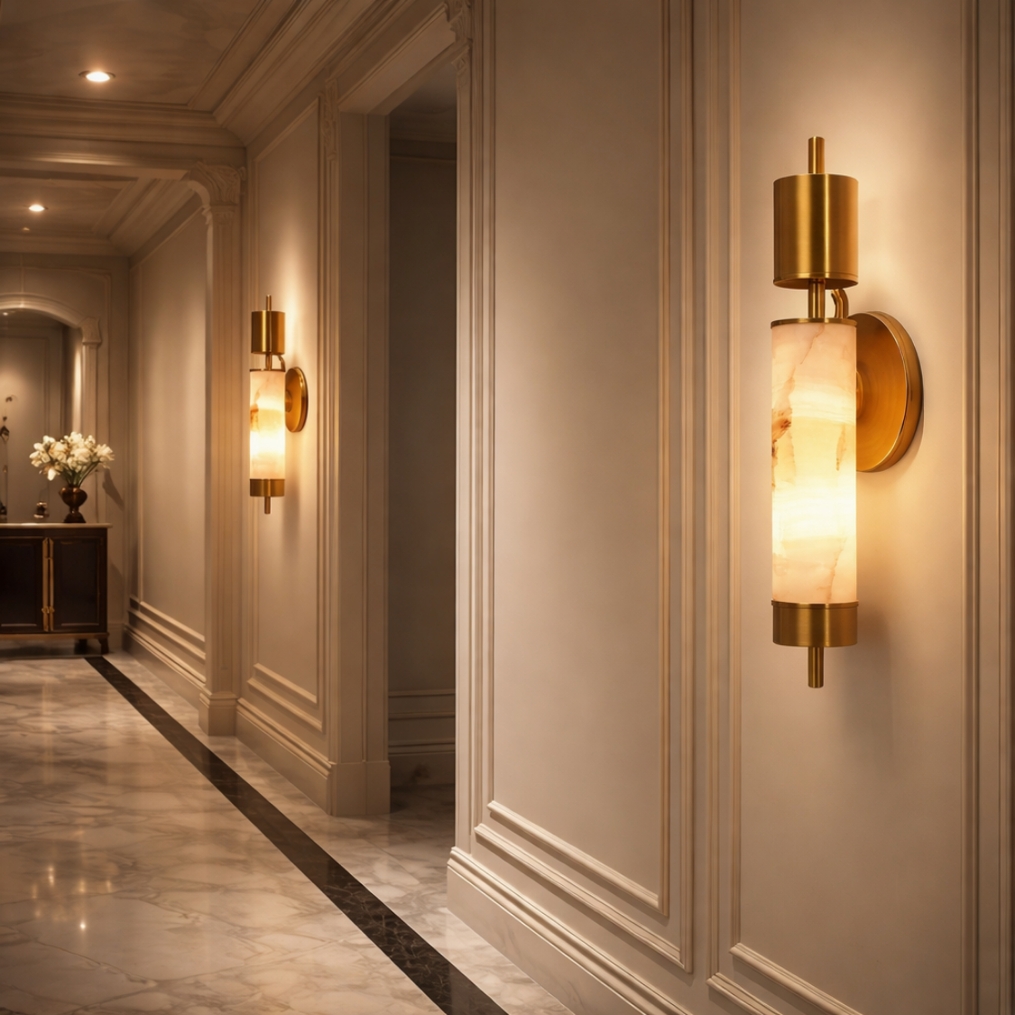 Luxury Gold Marble LED Wall Sconce