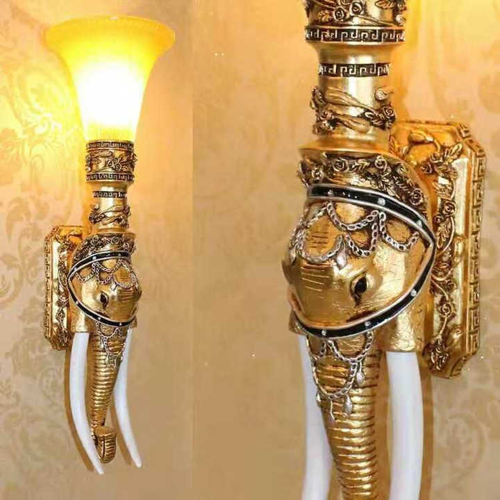 Decorative Elephant Lantern Champagne Rose Wall Light