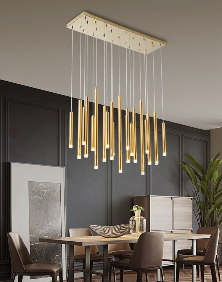 Clean Lines: Brass Glow Light Chandelier