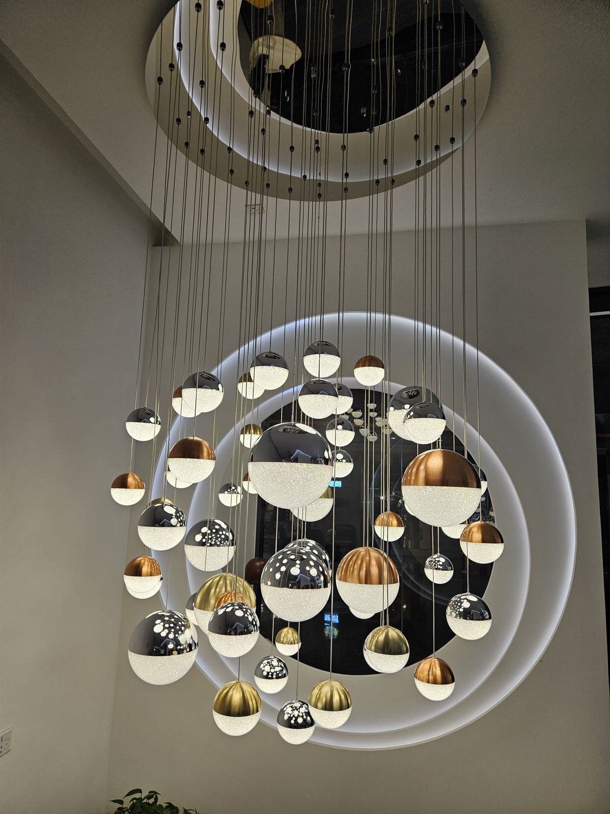 Elara’s Tricolor Sphere Chandelier