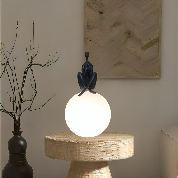 Humanoid Sculpture Moon Table Lamp